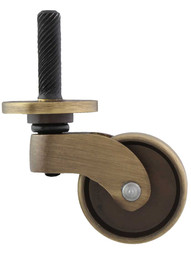 Solid Brass Stem-and-Plate Caster with 1 1/4" Brass Wheel